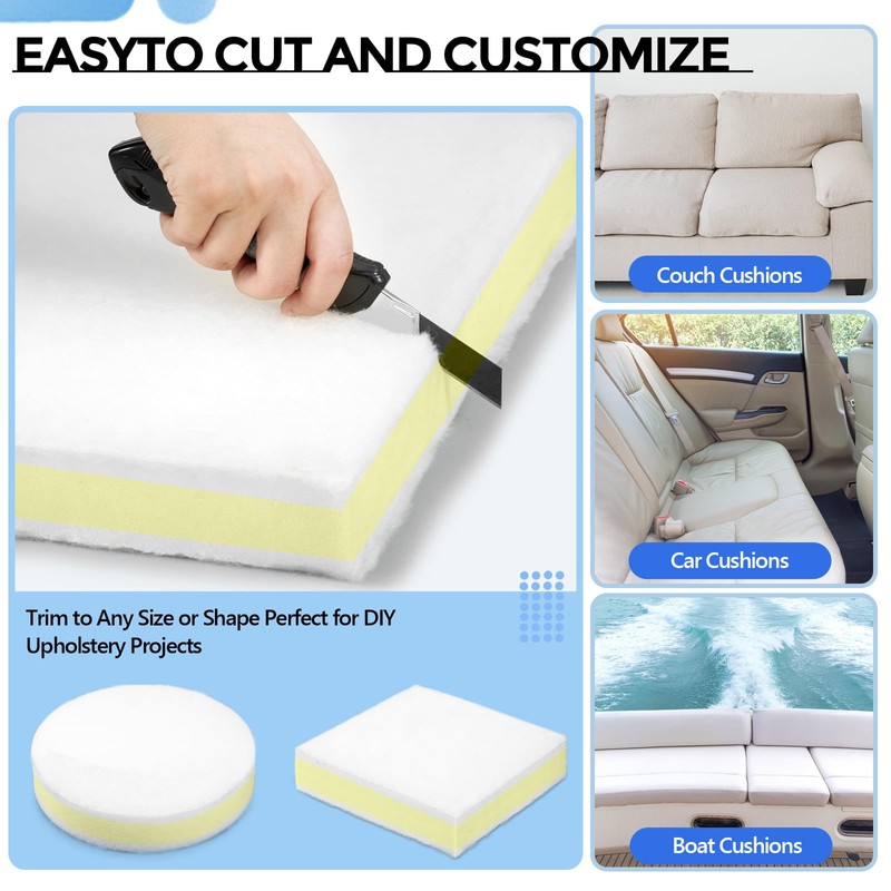 Sieral 4 Pack 18"x18"x2" Chair Foam Cushion Replacement, Upholstery Foam