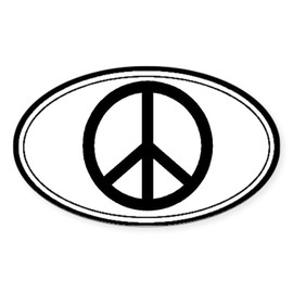 CafePress Peace Sign Oval Sticker Oval Car Bumper Sticker