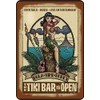 Schatzmix Tin Sign Cocktail The Tiki Bar is Open Metal