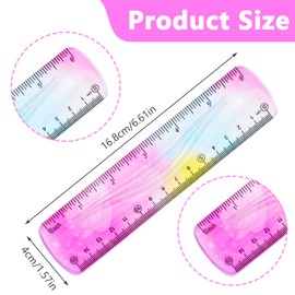 YUXIANLB 4Pcs Flexible Ruler, 6 inches Color Transparent Plastic Rulers, Ruler with Centimeters, Millimeter and Inches, Straight Ruler Plastic Measuring Tool for Student School Office