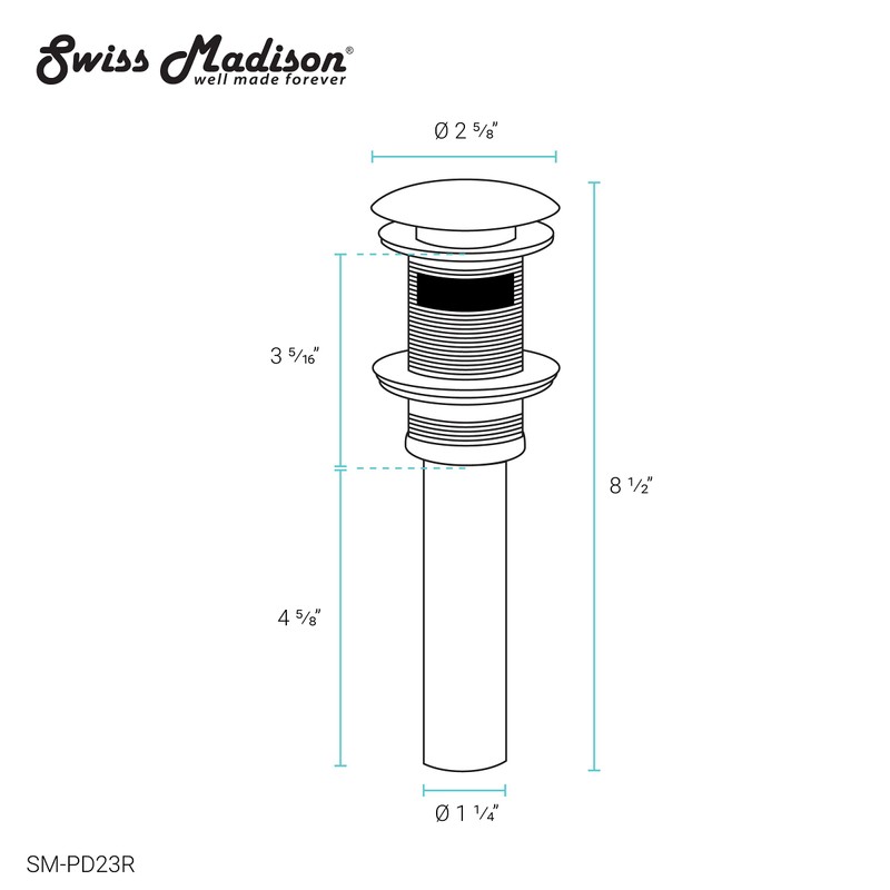Swiss Madison Residential Pop Up Sink Drain 1.75