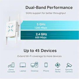 WiFi Repeater,WiFi Repeater,5GHz and 2.4GHz Home Dual Band WiFi Booster, 4 *Antennas Covers Up to 4,000 Sq Ft and 45 Devices, Internet Booster, Quick Setup, Repeater/Router/Ap Mode