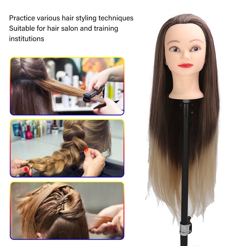 Training Head Long Soft Hair Hairdressing Styling Mannequin Head Hat