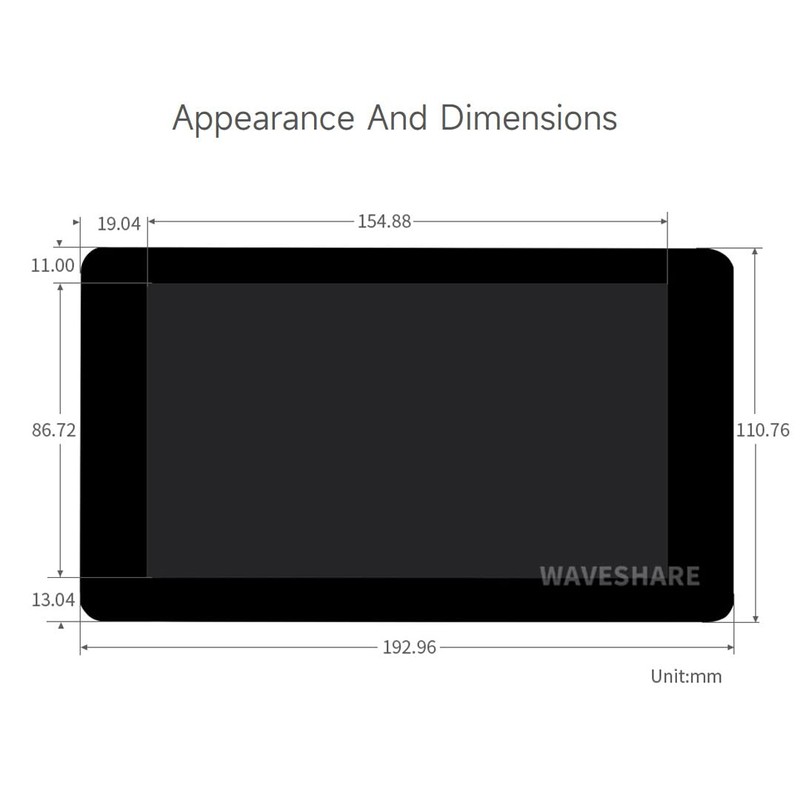 Waveshare 7 Inch Screen Capacitive Touch IPS Display Compatible with