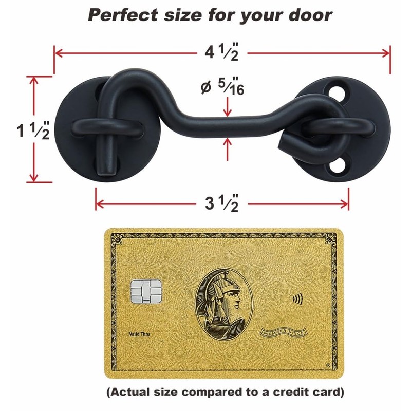 Raswik 4” Privacy Hook and Eye Gate Latch Easy Lock