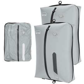 ONTYZZ Two Pack Grey Travel Vacuum Compression Bags Reusable Compression Bag with IPX8 Waterproof Zipper Space Saver Vacuum Bags for Suitcase,Large（NO PUMP!）