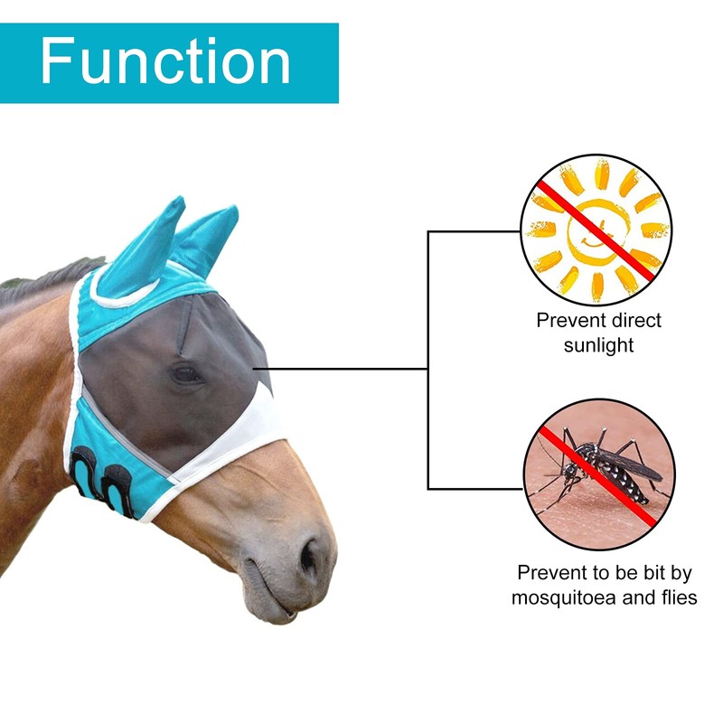 Andiker Soft Mesh Horse Fly Mask with Ears, Breathable Horse
