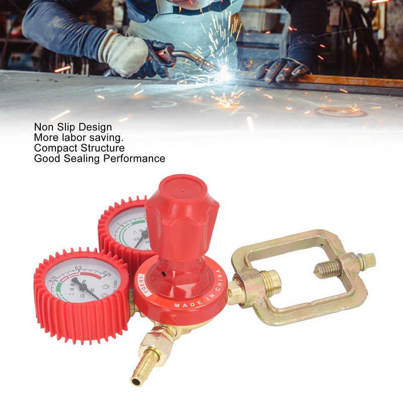 Acetylene Pressure Reducer 8mm Inlet Port Dual Display Shockproof Acetylene