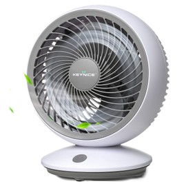 KEYNICE Circulator Fan, Oscillating, Silent, DC Motor, Wall Mounted, Compact, Powerful Blower, Car, Camping, USB Power, 3 Adjustable Airflow, 6 Tatami Mats, Strong Ventilation, Air Circulation, Energy Saving, 5 Blades, Lightweight, White