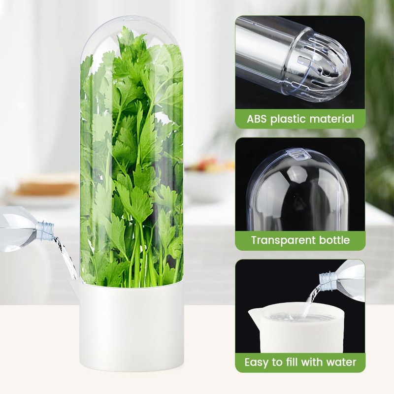 Giyochie Fresh Herb Saver Cilantro Storage Containers for Refrigerator, Transparent