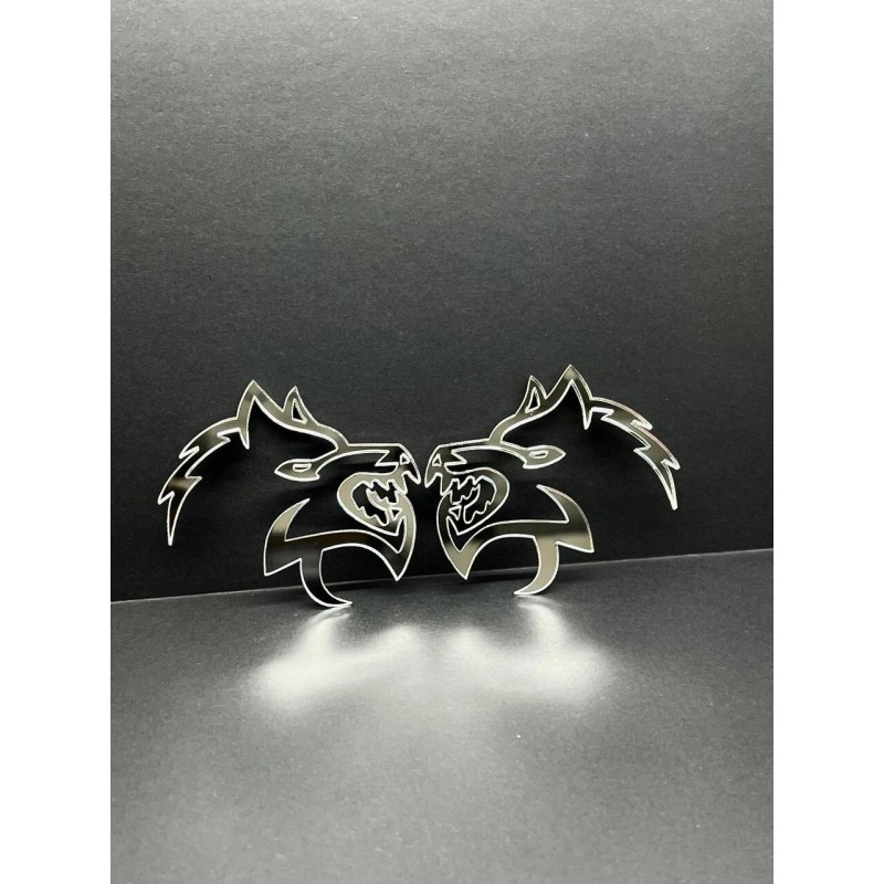 Emblem Badge Mirror Wolf Badges Emblem Car/Truck, (2) BADGES, Fender