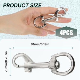 4PCS Snap Hooks, Heavy Duty Trigger Clips with 360° Swivel Lobster Clasp Zinc Alloy, Dog Lead Clip for Leashes, Camping, Keyring, DIY Crafts, Harnesses, Bags, Cat Hammocks and Outdoor Gear
