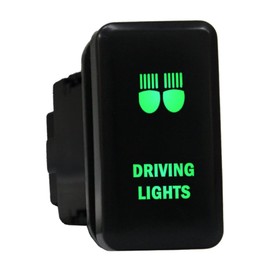 12V 3A ON-Off Push Switch 820G Laser Etched Driving Lights Dual LEDs in Green for Toyota Hilux Landcruiser 70 100 Kluger Prado 120 HiAce FJ Cruiser and More
