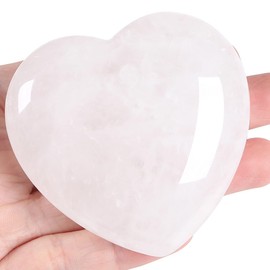 AWARDSEN 60 mm Rock Crystal Large Heart Crystals Gemstones Gifts for Women, White Reiki Healing Stones Worry Stone for Valentine's Day, Birthdays, Anniversary, Mother's Day and Thanksgiving Day