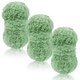 LEREATI Plush Wool 3 x 100 g Fringe Yarn Soft Fluffy Wool Thick Plush Yarn Fluffy Yarn Fringe Wool for Crochet & Knitting Bag, Hats, Blankets, Furry Object (Light Pink Green)