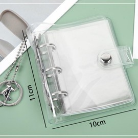 Seimeinoki Trading Card Case, Cute, Korean Style, Transparent, 3 Books, Holds 25 3-inch Photos, Mini Album, Loose Leaf Binder, Keychain, Convenient to Carry, Photo Book, PVC Material, Waterproof,