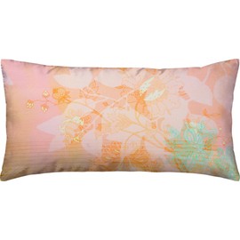Erwin Müller Mako Satin Cushion Cover Reversible Flowers Colourful Size 40 x 80 cm with Digital Print Silky Soft Quality Temperature Regulating with Zip
