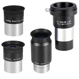 CelticBird Telescope Accessory Kit with 1.25inch Plossl Premium Telescope Eyepiece Set 8mm/12.5mm/32mm Plossl Eyepieces Lens and 2X Multicoated Barlow Lens T Adapter