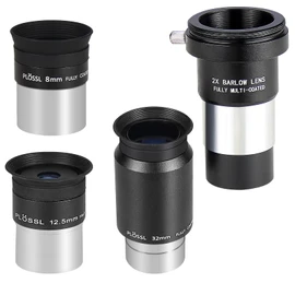 CelticBird Telescope Accessory Kit with 1.25inch Plossl Premium Telescope Eyepiece Set 8mm/12.5mm/32mm Plossl Eyepieces Lens and 2X Multicoated Barlow Lens T Adapter