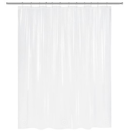 AmazerBath Frosted Shower Curtain Plastic 72x72 Inches, Heavy Duty Shower Curtain Waterproof, Thick PEVA Shower Curtains for Bathroom with 3 Big Clear Weighted Stones and 12 Rustproof Grommets