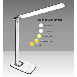 Turcom LED Desk Lamp With USB Charging Port Dimmable Touch Controls w/Color Adjustment, Eye Care Task Lamp, 5W, 1000 Lux,Multicolor