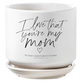 Lighthouse Christian Products Inspirational Herb Succulent Flower Planter Pot 5 Inch Ceramic I Love You Mom