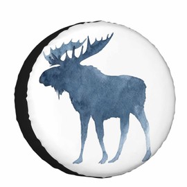Moose Spare Tire Cover for RV Trailer Cute Christmas Animal Moose with Big Horns Winter Snow Wheel Protectors Weatherproof Polyester Tire Case for All Cars SUV Camper Travel 15 inch