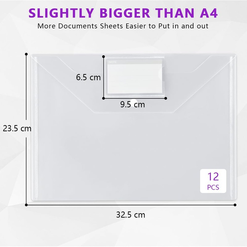 Vicloon Document Wallets A4, Pack of 12 Transparent Document Folder