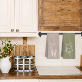 HSIASHENG Minimalist Boho Floral Hand Towels, Relax Soak Unwind Botanical Neutral Botanical Decorative Tea Towel for Spa Gym Bathroom Restroom,Wildflower Decor Dish Tea Towels, 16x24 Inch Set of 4