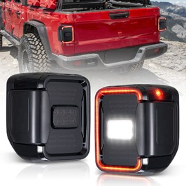 BUNKER INDUST LED Tail Lights Fit for Jeep Gladiator JT 2020-2025, Smoked Tail Lamp Brake Light Turn Signal Light Reverse Rear Back Light Assembly(Black Housing Smoke Lens), 1 Pair