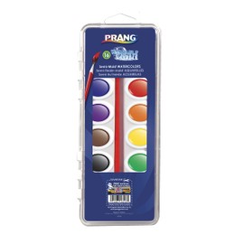 Prang Washable Semi-Moist 16 Classic Colors with 1 brush with shaped pans provide 41% more paint