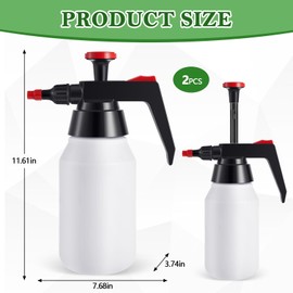 Reallnaive 2 Pcs Adjustable Multipurpose Hand Pump Spray 1000ml with Adjustable Brass Nozzle, for Car Detailing, Surface Prep, and More, Dual Mode (Mist + Jet)