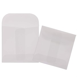 ONLYKXY 60 Pieces 6x6cm/2.36x2.36inch White Translucent Butter Paper Envelope Bag, Small Bag for Jewelry Ring Tag Photo