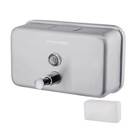 VANNSOO Commercial Wall Mount Stainless Steel Soap Dispenser, Rust-Proof Lining Liquid Hand Sanitizer Dispenser Bathroom 1100 ml / 37 oz. (Horizontal)