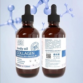 Dead Sea Collection Aceite corporal con colágeno – Hidratante para piel seca y aceite de masaje hidratante – Aceite de baño nutritivo – Aumenta la elasticidad de la piel y proporciona apoyo antienvejecimiento (4 fl.oz)