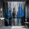 Black and Blue Shower Curtain Abstract Art Modern Shower Curtains