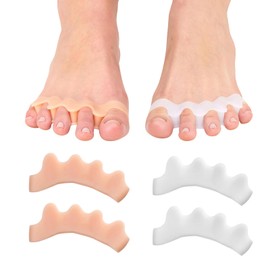 Zehenspreizer Hallux Valgus, 2 Paar Gel Toe Spacer für Hallux Valgus Korrektur, Zehentrenner Silikon für überlappende Zehen, Geeignet für Herren und Damen, Weiß und Hautfarbe