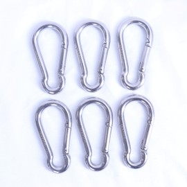 HIGOOD 3.17inch 304 Stainless Steel Carabiners Heavy Duty,Spring Snap Hook, Locking Climbing Caribiners Clips for Gym, Keychains, Outdoor Camping and More, 6PCS