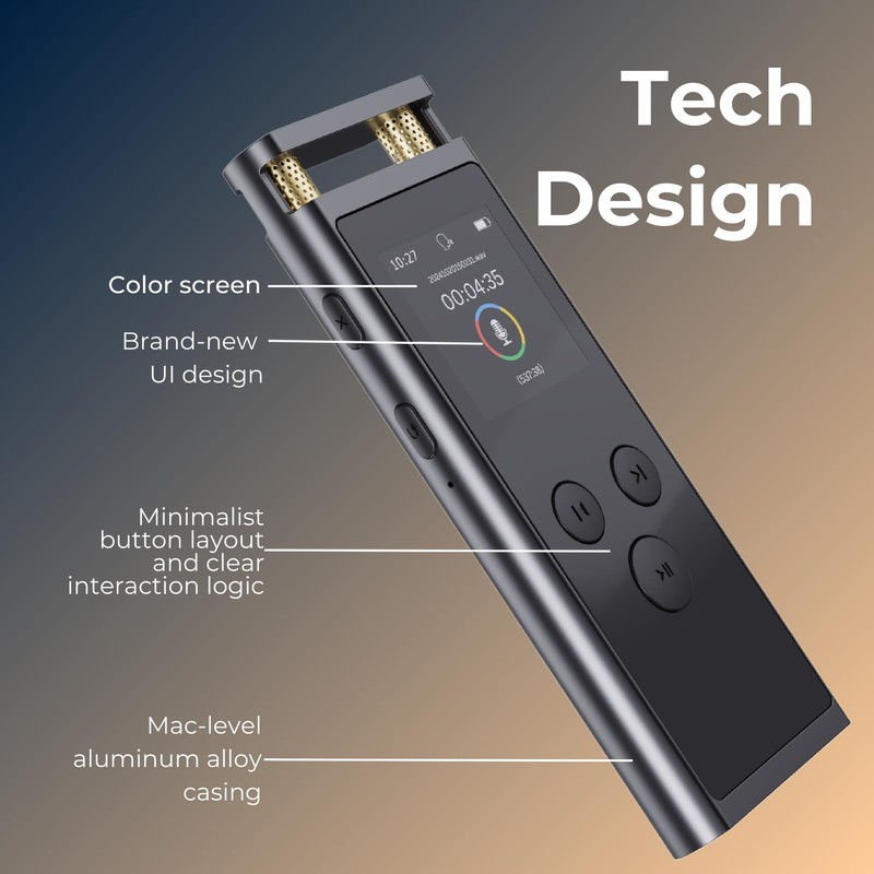 Digital Voice Recorder with APP for AI Voice-to-Text Transcription, GPT-4o