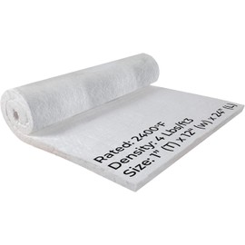 24" x 12" x 1" Thick Ceramic Fiber Insulation Blanket - High Temp Insulation - 4# 2400F Rated - Fire Proof Blanket for Wood Stove Baffle, Furnace, Forge, Kiln, Chimney, Fireplace, Pizza Oven, Boiler