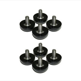 6mm x 1/2" Long Thread Stud Adjustable Glides for Patio Furniture Black (8)