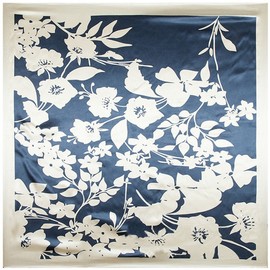 YOUR SMILE Silk Like Scarf Women's Fashion Pattern Large Square Satin Headscarf Headdress Blue/Cream