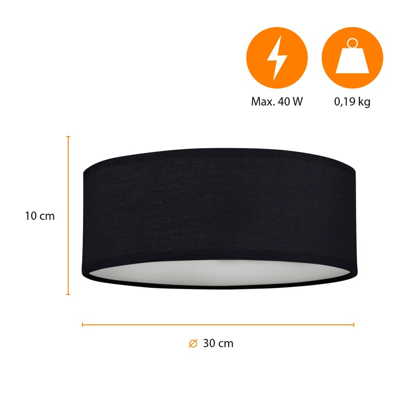 Smartwares 10.004.64 Ceiling Light / Textile Shade, Diameter 30 cm,
