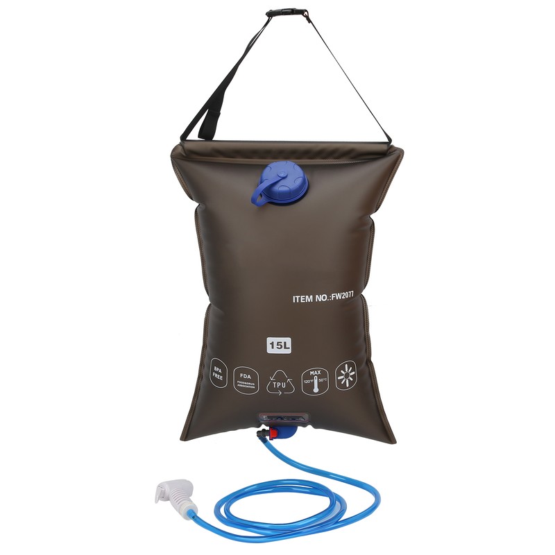 15L Outdoors Foldable Shower Bag with Shower Nozzle for Hiking