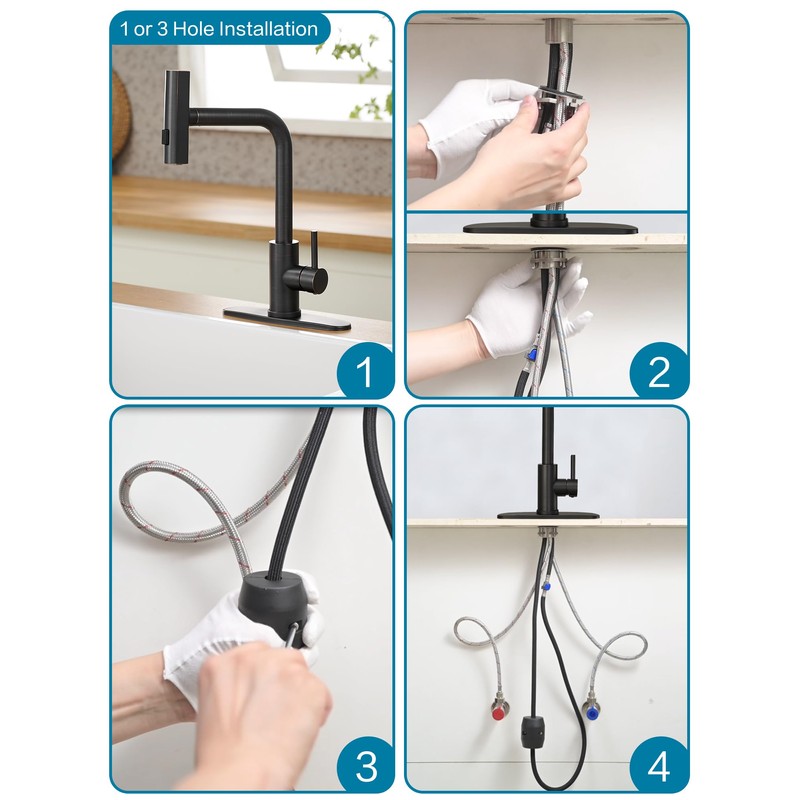 Kitchen Faucets with Pull Down Sprayer,Waterfall Kitchen Sink Faucet,Commercial Utility