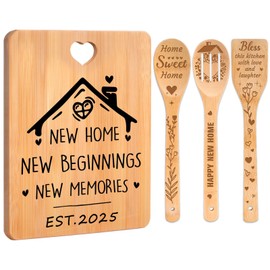 Apjielop Housewarming Gifts New Home, New Home Gifts - Engraved Bamboo Housewarming Gifts Cutting Board Set, 2025 House Warming Presents for Couple Friends Family Colleague