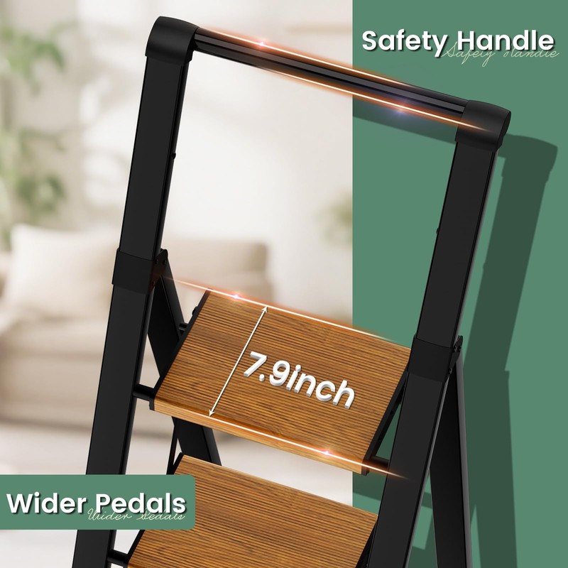 Step Ladder 4 Step Folding with Handle, Kitchen Step Stool
