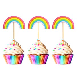 Unimall Global 24 Stück Regenbogen Form Cupcake Topper Picks Kuchen Dekor für Geburtstag Hochzeit Dekoration Mädchen Kinder Baby Shower Party Backen Dekoration, Mehrfarbig
