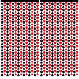 Avikosi 2 Pack Red and Black Casino Foil Fringe Curtains, 3.3×6.6 ft Tinsel Backdrop Streamers for Las Vegas Party, Game Night, Poker Theme, Bachelorette, Birthday Wall Decor