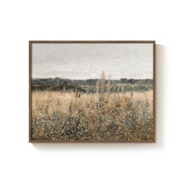 Framed Vintage Wall Art for Room Decor, Rustic Farmhouse Artwork for Bathroom Walls, Landscape Country Wildflower Canvas Art Prints, Small Picture for Living Room Bedroom Kitchen Wall Decor, 8x10 Inch